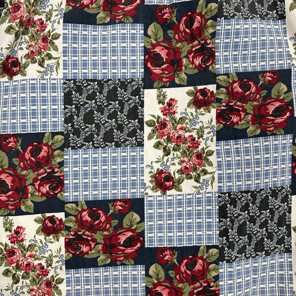 Vtg Patchwork Camp Shirt Women 18/20W Floral Button Up Cottagecore Granny Preppy - Picture 2 of 9